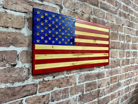 Color Carved flag. 22”